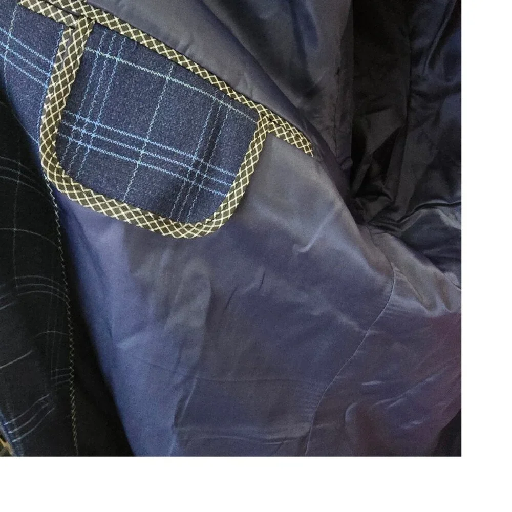 Men's Blue on Blue Plaid Custom Tailored 1 Button Sports Coat Jacket Blazer